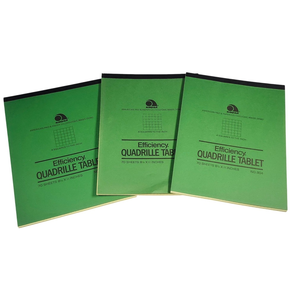 Lot of 3 Ampad Efficiency Quadrille‎ Tablet No 904 4x4 Graph Paper 8.5x11
